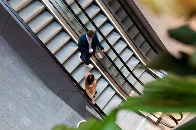 Escalators viewed from above