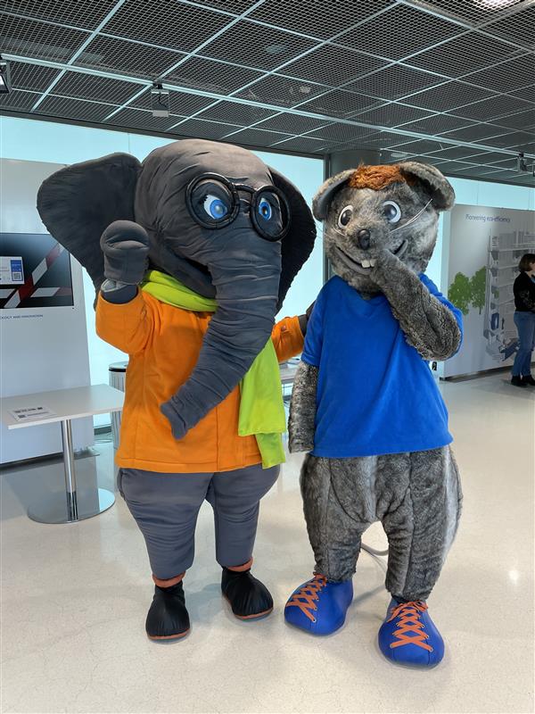 KONE safety mascots Max and Bob