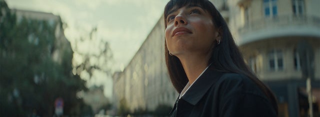 A woman looking up