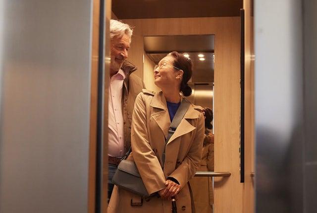 Couple in an elevator